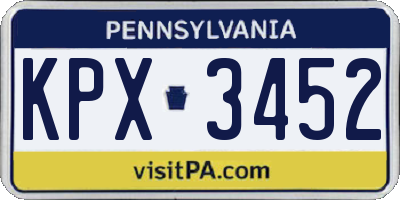 PA license plate KPX3452