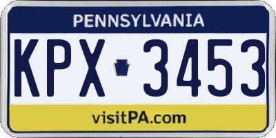 PA license plate KPX3453
