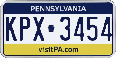 PA license plate KPX3454