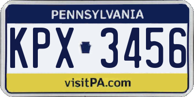 PA license plate KPX3456