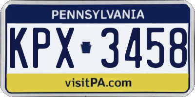 PA license plate KPX3458