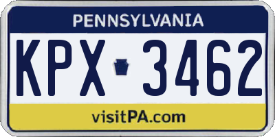 PA license plate KPX3462