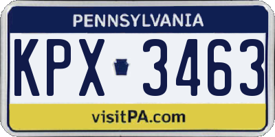 PA license plate KPX3463