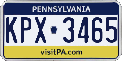 PA license plate KPX3465
