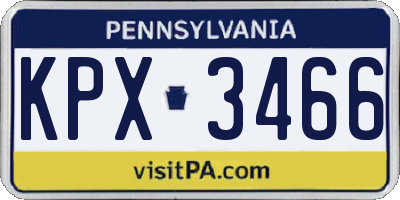 PA license plate KPX3466