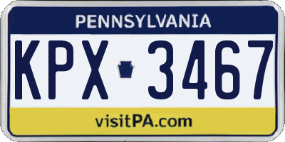 PA license plate KPX3467
