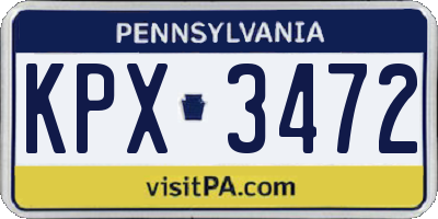 PA license plate KPX3472