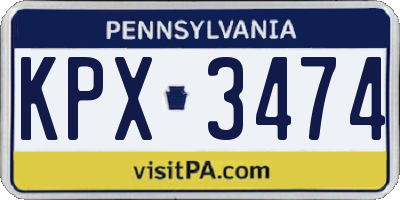 PA license plate KPX3474
