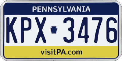 PA license plate KPX3476