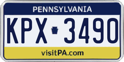 PA license plate KPX3490