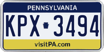 PA license plate KPX3494