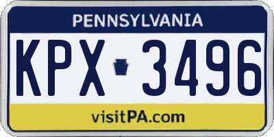 PA license plate KPX3496