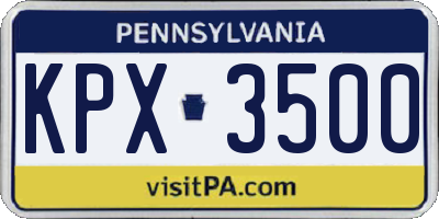 PA license plate KPX3500