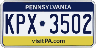 PA license plate KPX3502