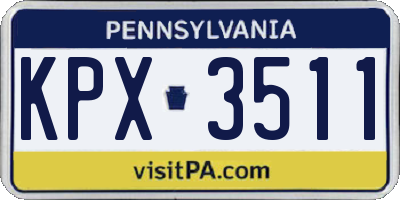 PA license plate KPX3511