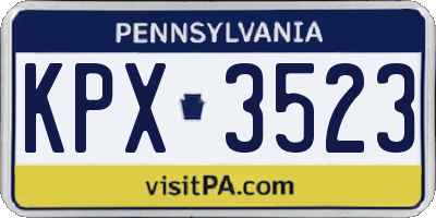 PA license plate KPX3523