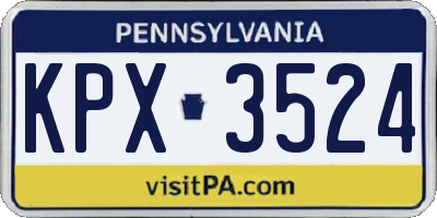 PA license plate KPX3524