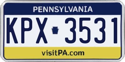 PA license plate KPX3531