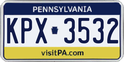PA license plate KPX3532