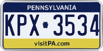 PA license plate KPX3534