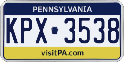 PA license plate KPX3538