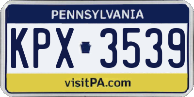 PA license plate KPX3539