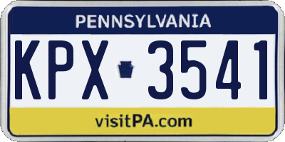 PA license plate KPX3541