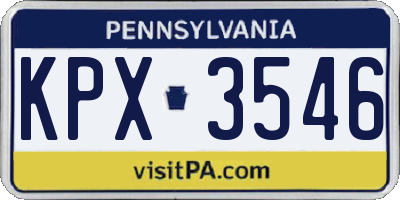 PA license plate KPX3546