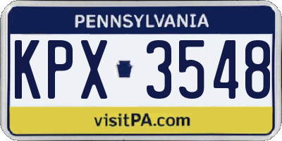 PA license plate KPX3548