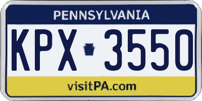 PA license plate KPX3550