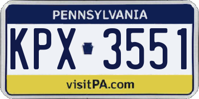 PA license plate KPX3551