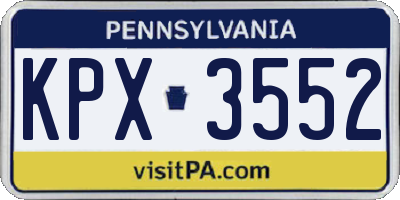 PA license plate KPX3552
