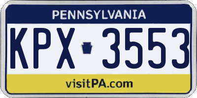 PA license plate KPX3553