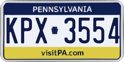PA license plate KPX3554