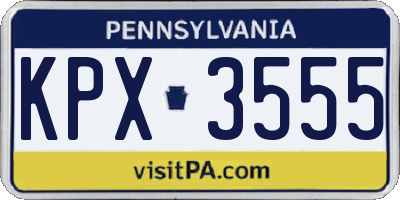 PA license plate KPX3555