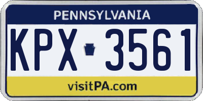 PA license plate KPX3561