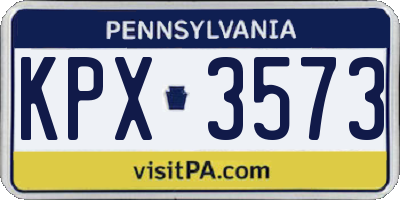 PA license plate KPX3573