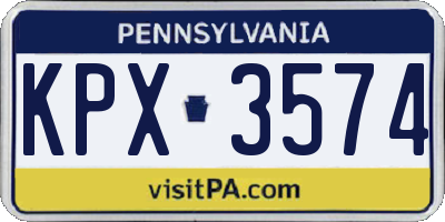 PA license plate KPX3574