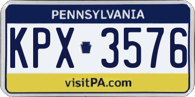 PA license plate KPX3576