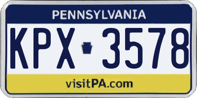 PA license plate KPX3578