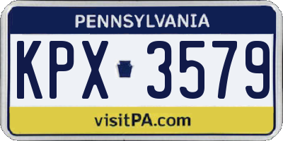 PA license plate KPX3579