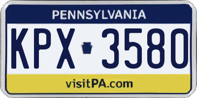 PA license plate KPX3580