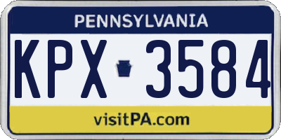 PA license plate KPX3584