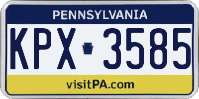 PA license plate KPX3585