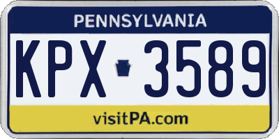 PA license plate KPX3589