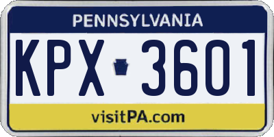PA license plate KPX3601