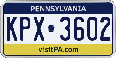 PA license plate KPX3602