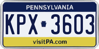 PA license plate KPX3603