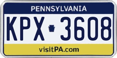 PA license plate KPX3608
