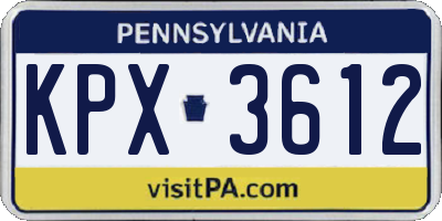 PA license plate KPX3612